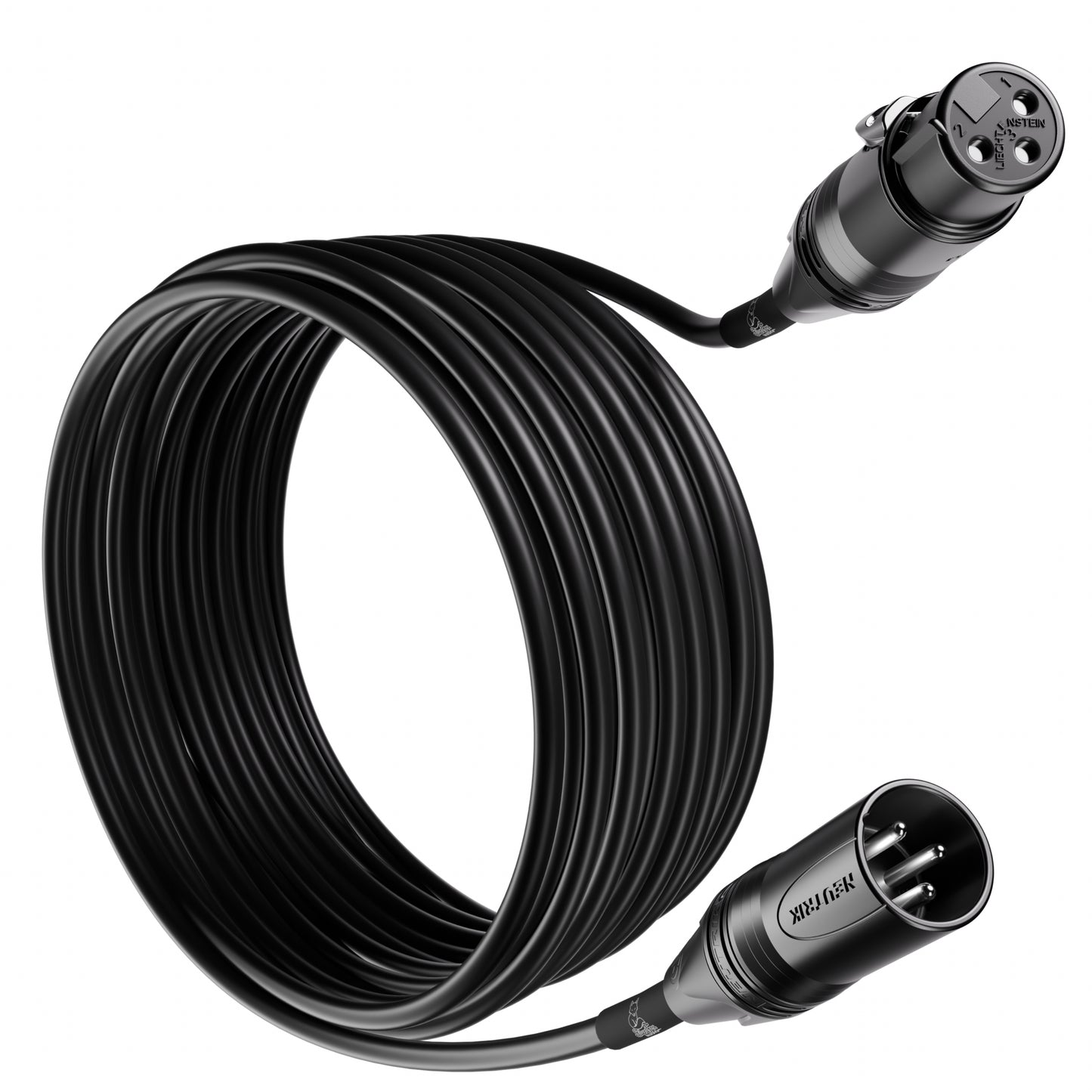 SilentFox Audio Premium XLR Microphone Cable, 25 ft, Black, XLR3F–XLR3M, Balanced