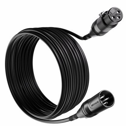 SilentFox Audio Premium XLR Microphone Cable, 25 ft, Black, XLR3F–XLR3M, Balanced