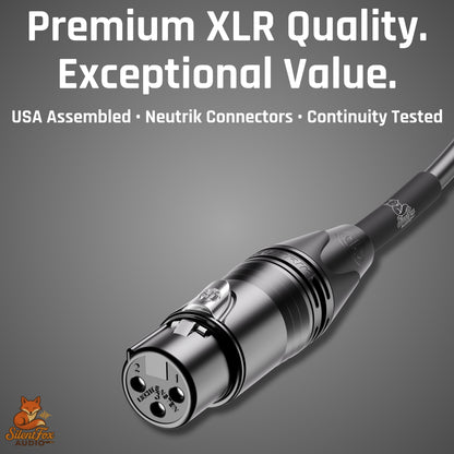 SilentFox Audio Assembled in USA XLR Microphone Cable, 10 ft, Neutrik Conn.