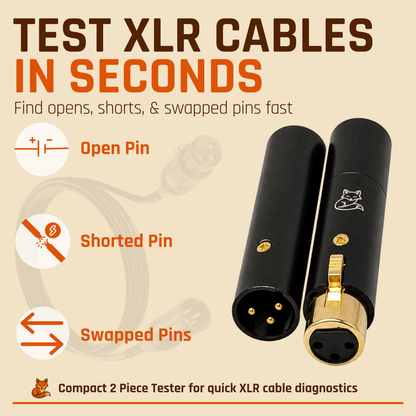 SilentFox Audio XLR Cable Tester – 3-Pin Compact Design Microphone Cable Continuity Checker for Studio, Stage, AV & Pro Audio