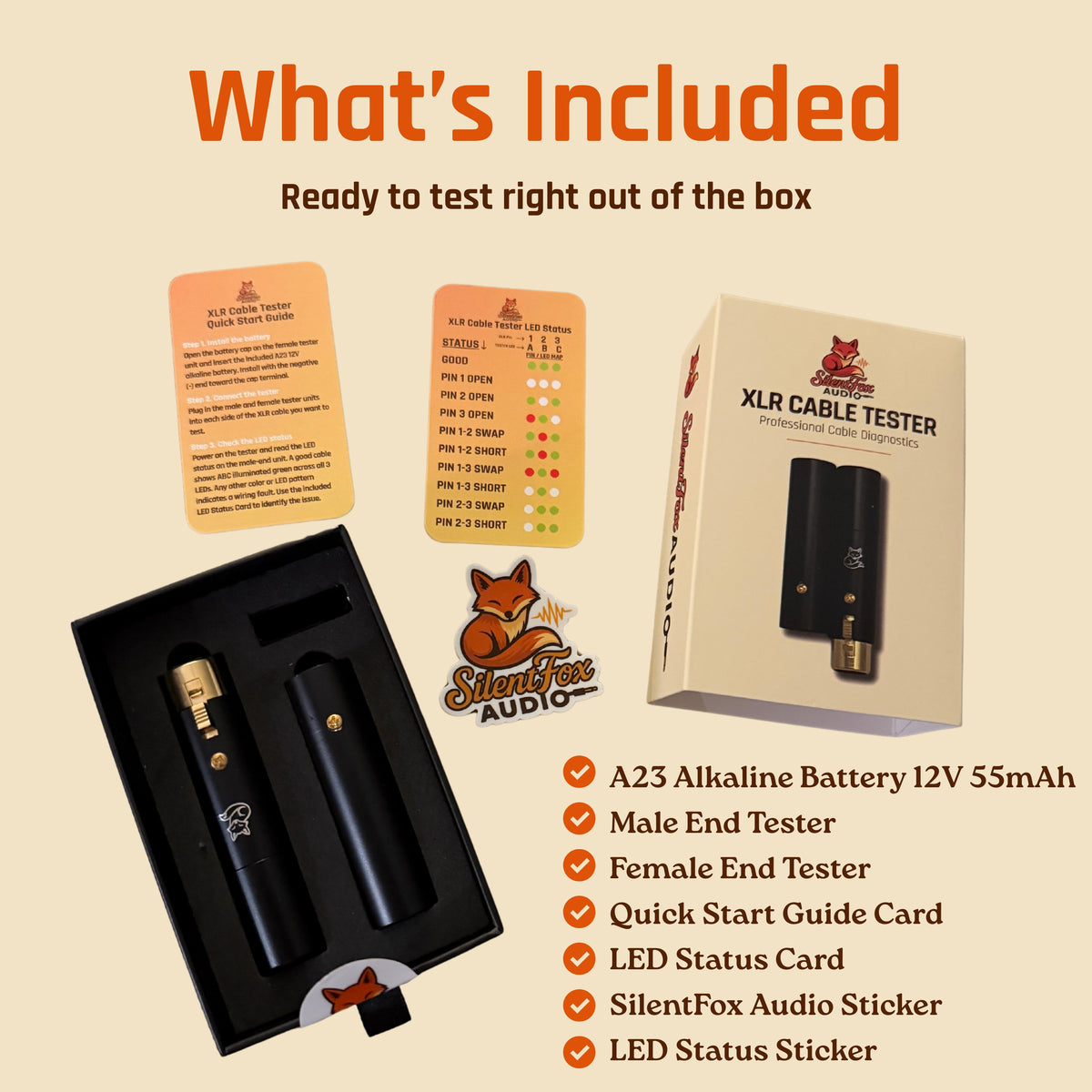 SilentFox Audio XLR Cable Tester, 3-Pin Microphone Continuity Checker